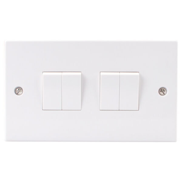New Light Switch 4 Gang 2 Way Polished Chrome 10A Wall Switch EH1044MR